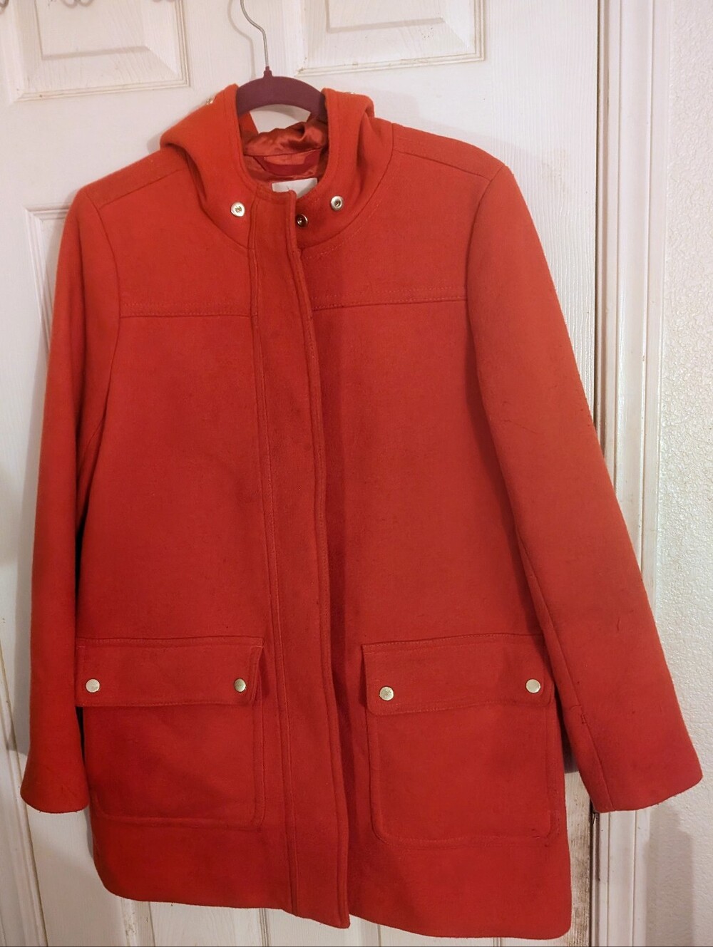 J. Crew Women's Red Hooded Wool-Blend Vail Parka - Picture 4 of 5